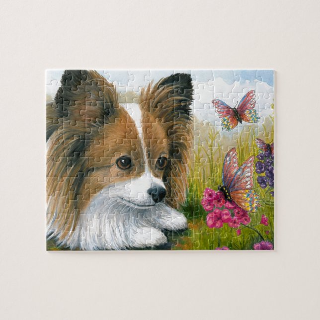 Puzzle Chien de Papillon du chien 123 avec des papillons (Horizontal)