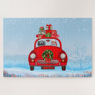 Puzzle Chien De Poiche En Voiture Avec Le Père Noël