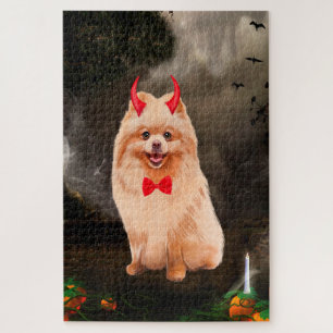 Puzzle Chien de Poméranie en costume Halloween