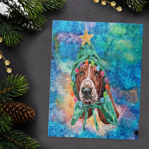 Puzzle Chien de race Basset Hound Noël