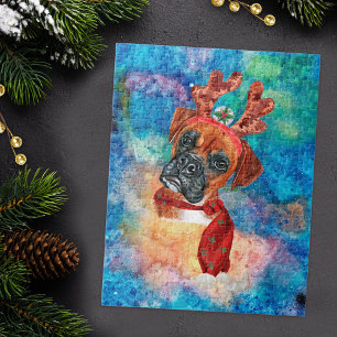 Puzzle Chien de race Boxer Noël