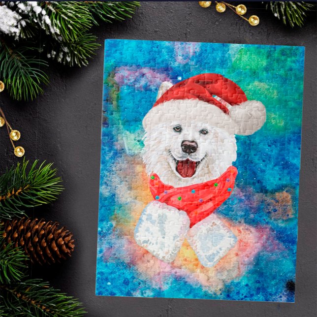 Puzzle Chien de race Samoyède Noël (Créateur téléchargé)