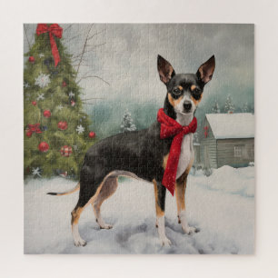 Puzzle Chien de Rat Terrier à Noël de neige