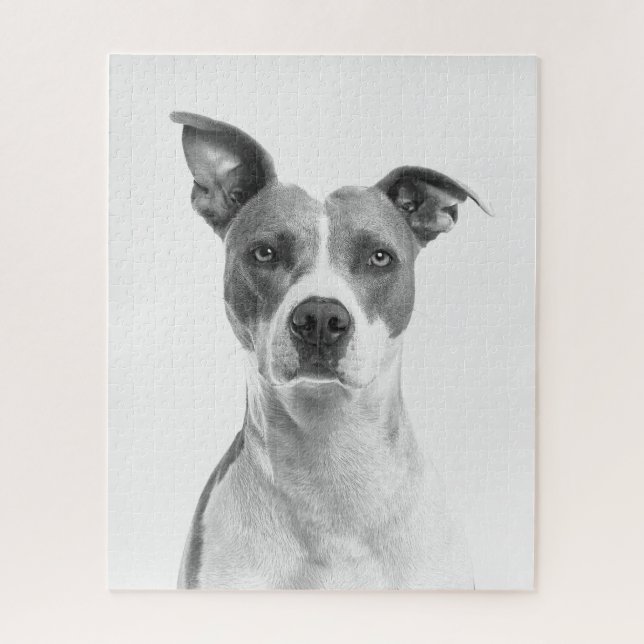 Puzzle Chien de taille grise en noir et blanc (Vertical)