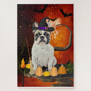 Puzzle Chien de taureau français d'Halloween
