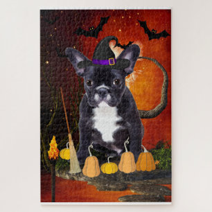 Puzzle Chien de taureau français d'Halloween