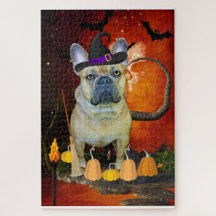Puzzle Chien de taureau français d'Halloween