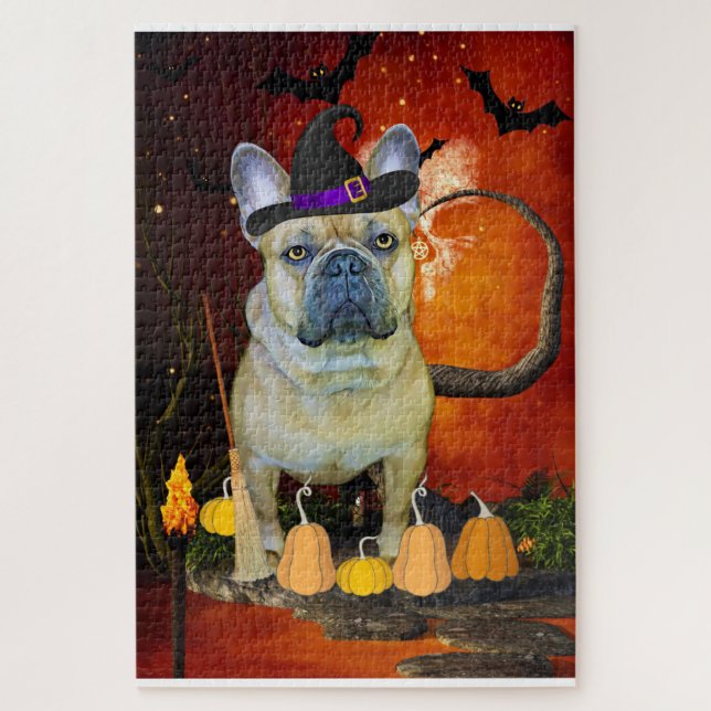 Puzzle Chien de taureau français d'Halloween (Vertical)