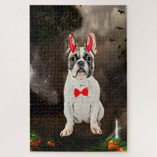 Puzzle Chien de taureau français en costume d'Halloween
