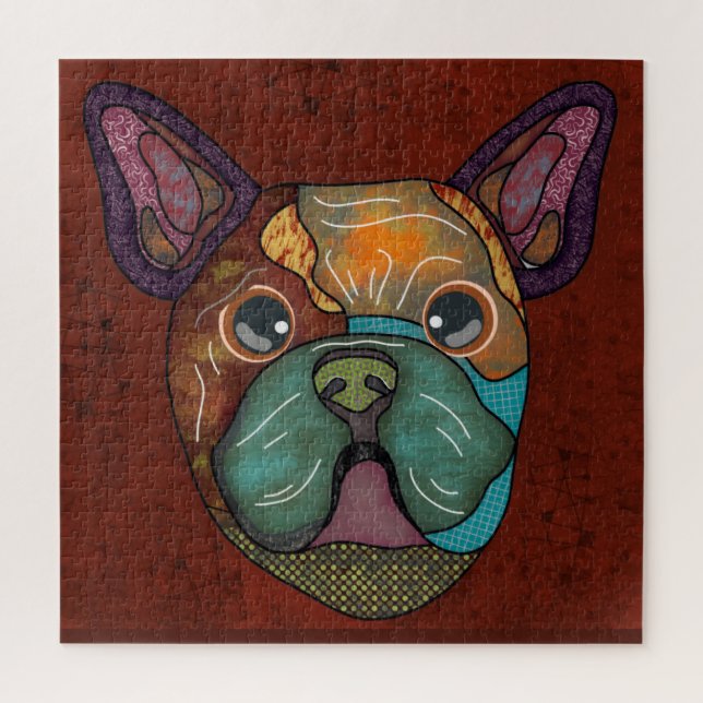 Puzzle Chien de taureau français visage laid Jigsaw Puzzl (Vertical)