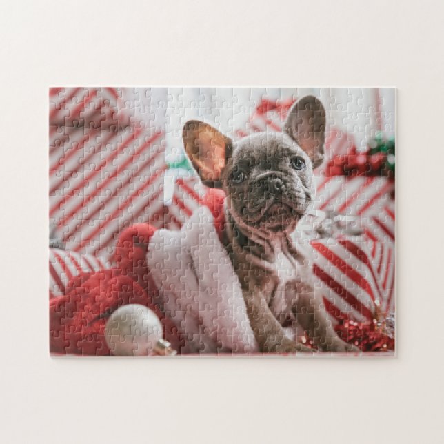 Puzzle Chien de taureaux français à Noël (Horizontal)