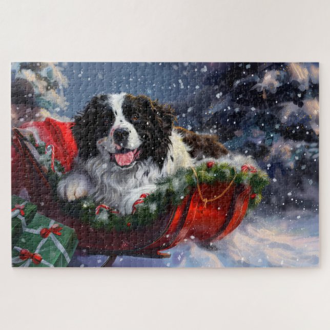 Puzzle Chien de Terre-Neuve Noël Festif (Horizontal)