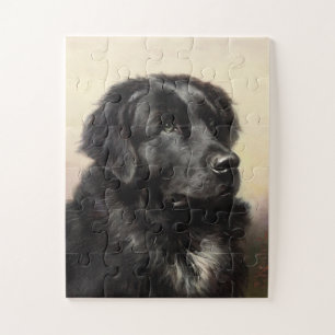 Puzzle Chien de Terre-Neuve peinture vintage