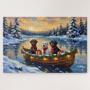 Puzzle Chien d'eau portugais Noël Bateau Fêtes