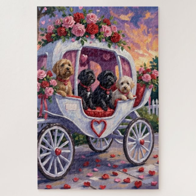 Puzzle Chien d'eau portugais Saint-Valentin (Vertical)
