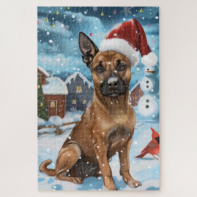 Puzzle Chien d'hiver belge Malinoi Wonderland Noël (Vertical)
