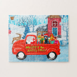 Puzzle Chien Doberman dans un camion de livraison de Noël