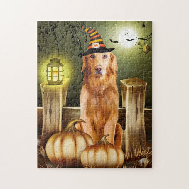 Puzzle Chien d'or retriever en costume d'Halloween (Vertical)