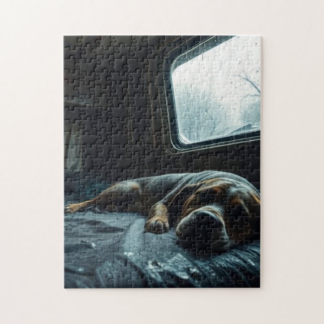 Puzzle Chien endormi dans un camping-car de rêve (Vertical)