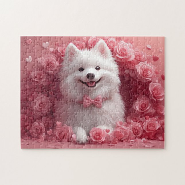 Puzzle Chien Esquimau Américain avec des Roses - Saint-Va (Horizontal)