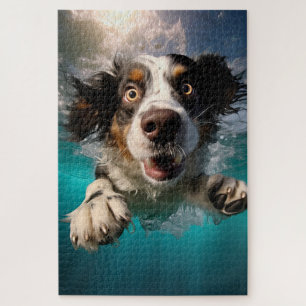 Puzzle Chien Excité Nageant Sous L'eau Design