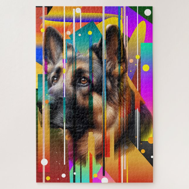 Puzzle Chien Géométrique Moderne   (Vertical)
