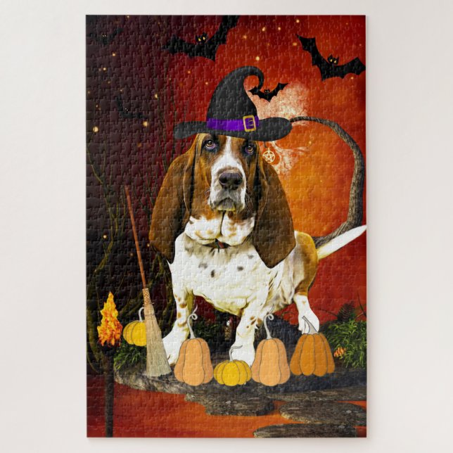 Puzzle Chien Halloween Basset Hound (Vertical)