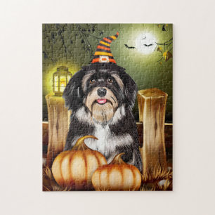 Puzzle Chien Havanais avec sorcière Casquette Idée cadeau
