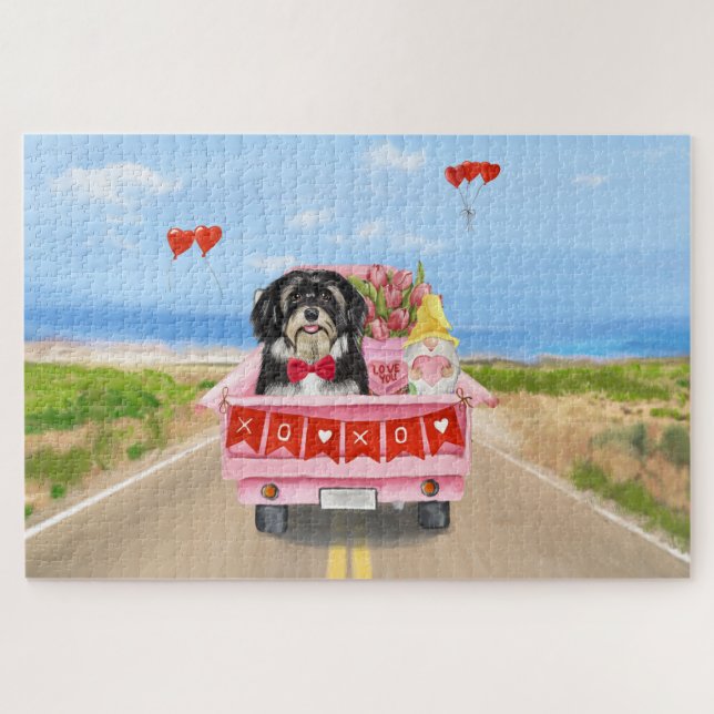 Puzzle Chien Havanais Saint Valentin Camion (Horizontal)