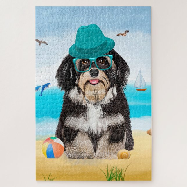 Puzzle Chien Havanais sur la Plage (Vertical)