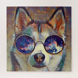 Puzzle Chien Husky Cool Portant des Lunettes de Soleil Pu