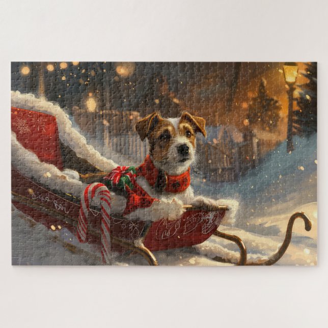 Puzzle Chien Jack Russell Noël Festif (Horizontal)
