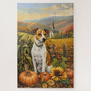Puzzle Chien Jack Russell Récolte d'automne Action de grâ
