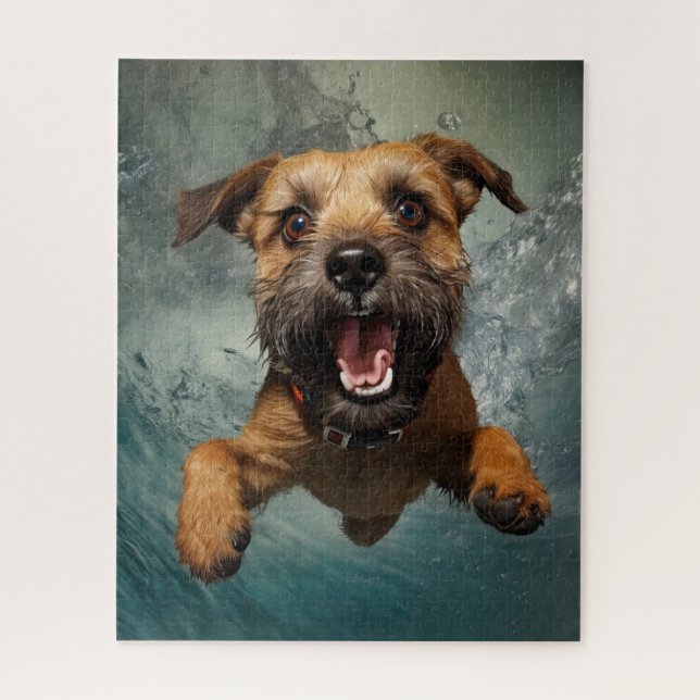 Puzzle Chien joueur nageant sous l'eau Design (Vertical)