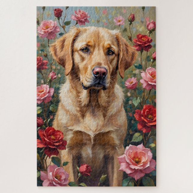 Puzzle Chien Labrador jaune jour de la Saint-Valentin cha (Vertical)