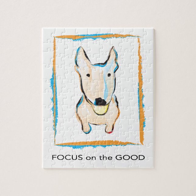 Puzzle Chien le plus heureux jamais English bull Terrier (Vertical)
