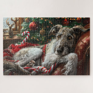 Puzzle Chien Loup Hound Noël Festif