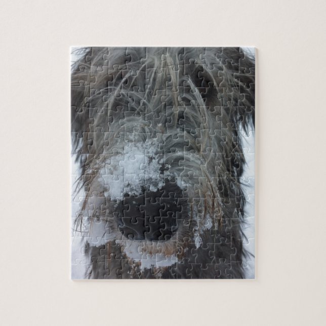 Puzzle chien-loup irlandais jouant dans la neige (Vertical)