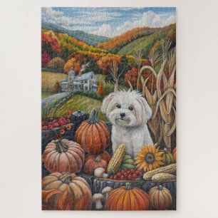 Puzzle Chien maltais Moisson d'automne Thankgiving