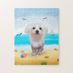 Puzzle Chien Maltais Sur La Plage