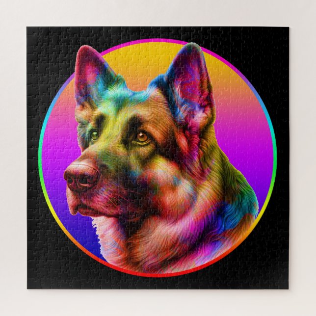 PUZZLE CHIEN MIGNON ARC-EN-CIEL COLORÉ (Vertical)
