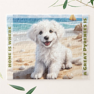 Puzzle Chien mignon Great Pyrenees Chien blanc Nom person