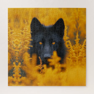 Puzzle Chien noir aux yeux d'or étonnants