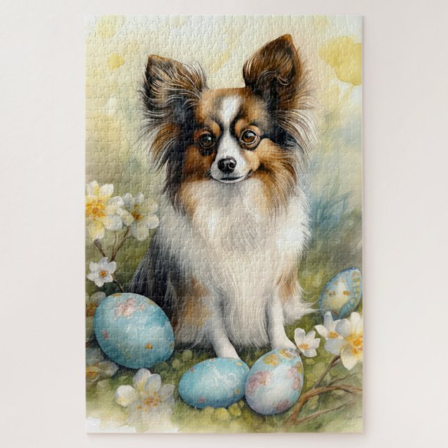 Puzzle Chien Papillon avec Vacances de Œufs de Pâques (Vertical)