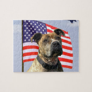 Puzzle Chien patriotique de pitbull