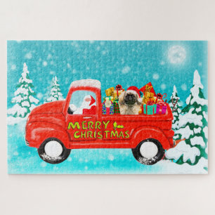 Puzzle Chien Pekingese Christmas Père Noël Livraison Cami