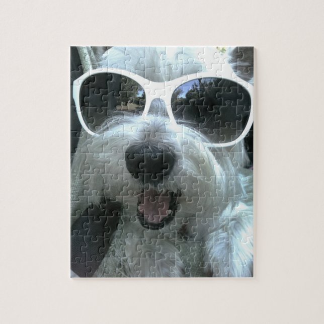 Puzzle Chien portant des lunettes de soleil (Vertical)