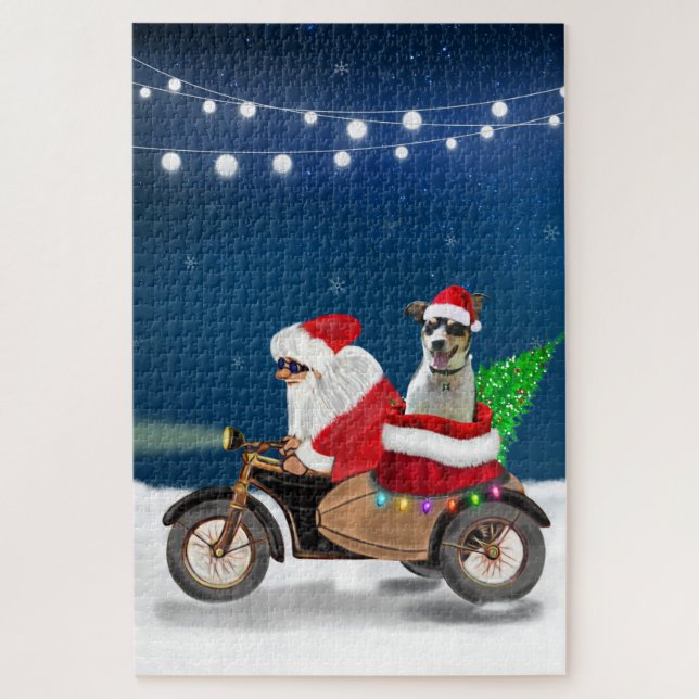 Puzzle Chien Rat Terrier Noël Père Noël (Vertical)