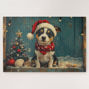 Puzzle Chien Rat Terrier Noël Vintage Plage