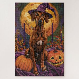 Puzzle Chien Rhodesian Ridgeback Citrouille de Sorcière H